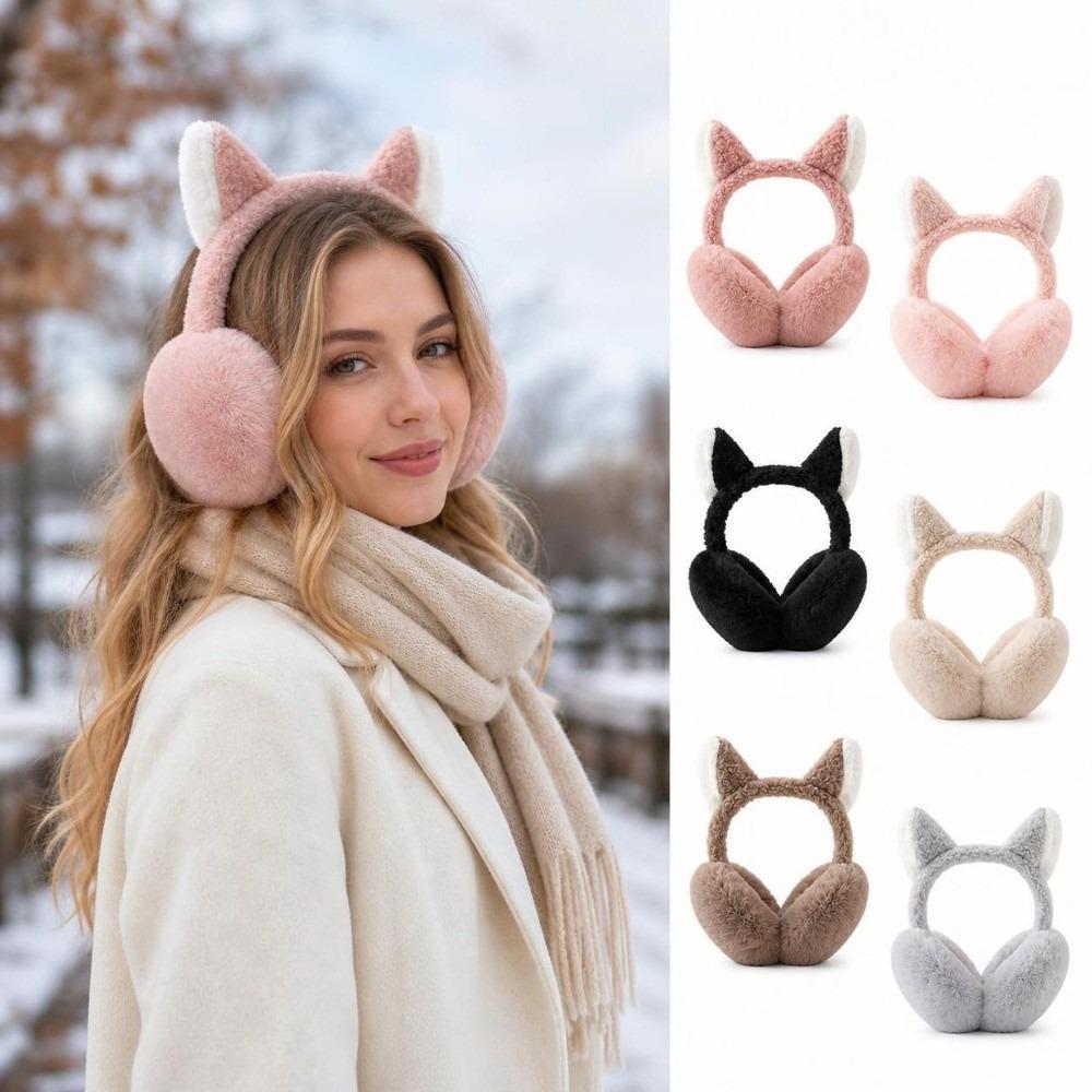 Windproof Cat Ear Earmuffs Soft Plush Winter Ear Warmers Outdoor Cycling Accessories