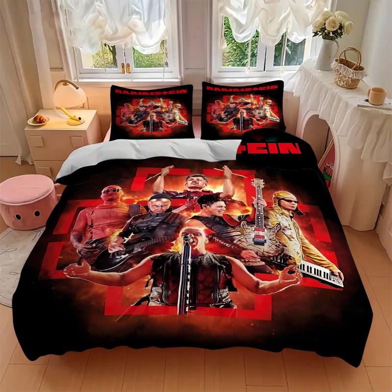 3pcs Rammstein Merchandise Comforter Set - Four Seasons Home High,Machine Washable Bedspread with Pillowcases (No Filling) yy250909005