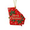 State Pride Christmas Pendant Merry Christmas in Golden Fonts U.S. States Patterns Holly Leaves Berries Snowflakes Xmas Ornament