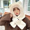 Cartoon 2 in 1 Plush Scarf Warm Winter Neckerchief Cute Bear Ear Hat  Ski