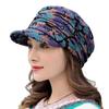 Windproof Thick Women Fashionable Ethnic Style Floral Print Autumn Winter Hat