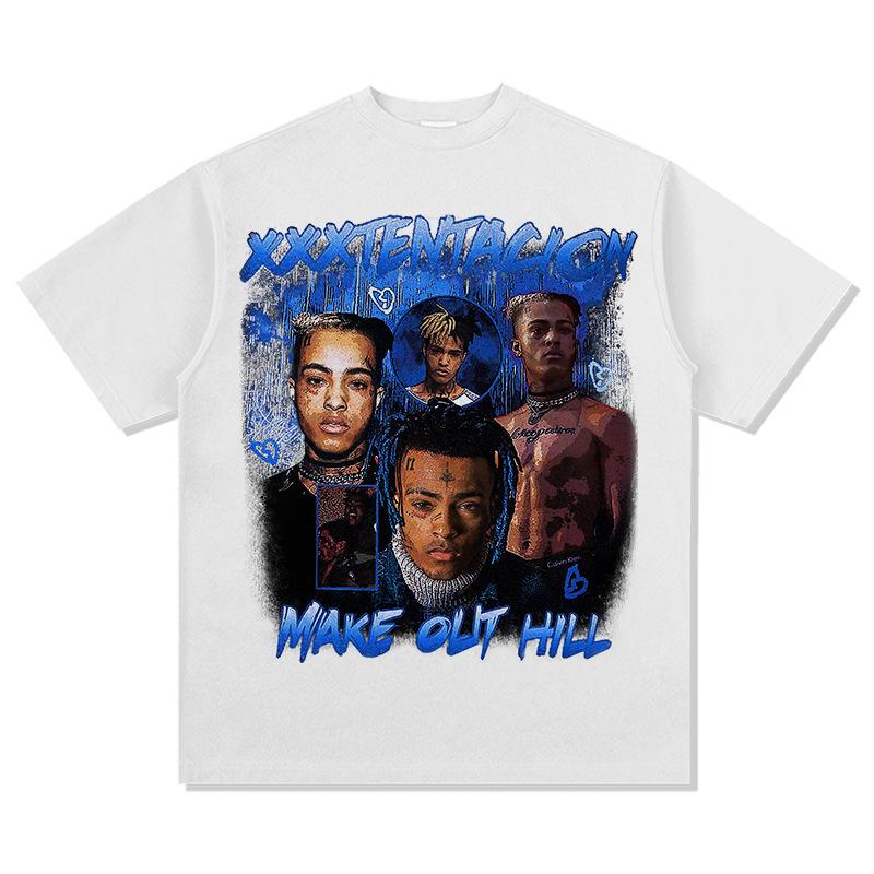 XXXTentacion Make Out Hill Графическая футболка Мужская Ретро Оверсайз Хип-Хоп Уличная одежда Хлопок Повседневная Харадзюку Свободная футболка