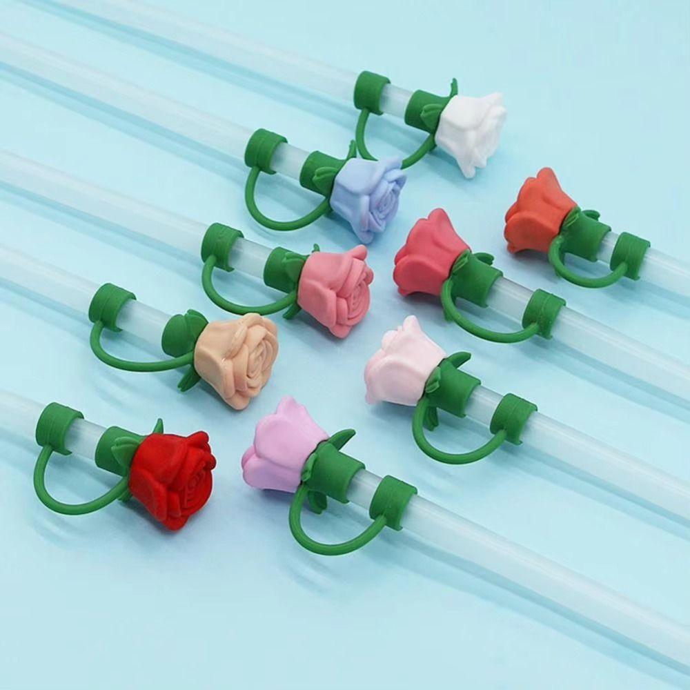 Heat-resistant Rose Flower Straw Cover Dust Proof Straw Covers Cap for Stanley Cup