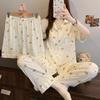 Korean Little Bear Crinkle Pajama Set: Summer Short Sleeve Three-Piece for Women