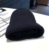 Winter plush thickened wool hat women's solid color pullover knitted hat cycling warm melon rind cold hat couple