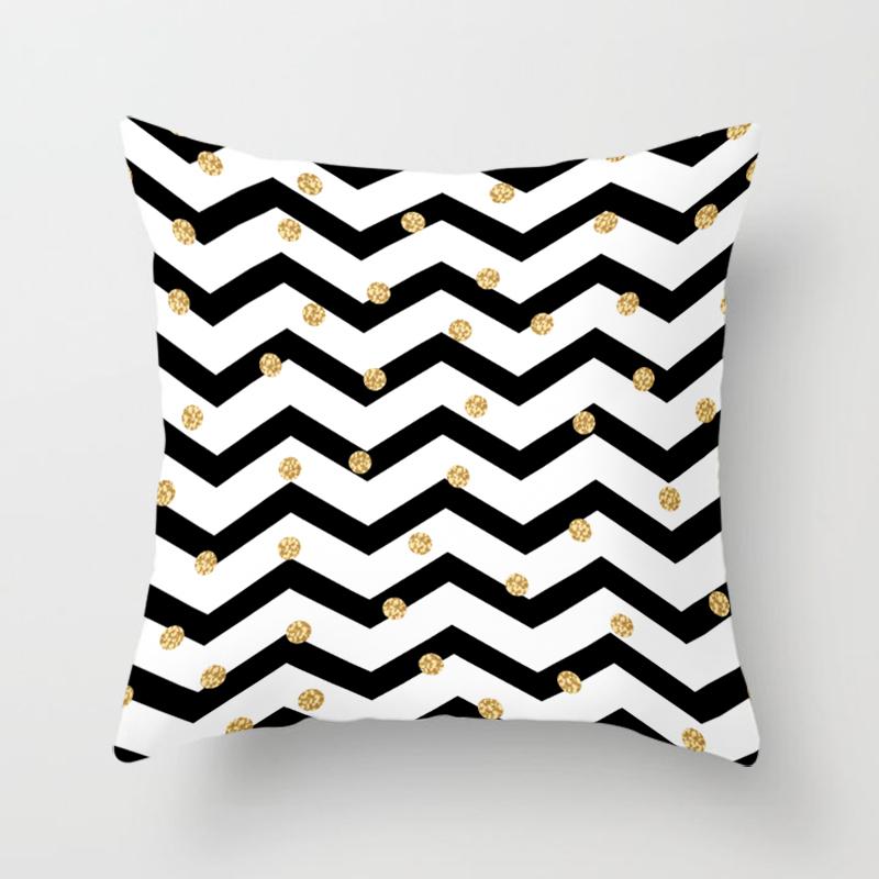 Black Geometric Square Pillowcase Printing Car Sofa Office Chair Pillowcase Simple Home Decoration