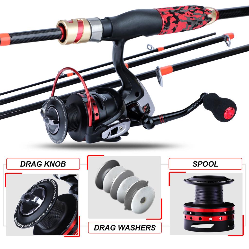 SOUGAYILANG Удочка Спиннинговая удочка Портативная сверхлегкая удочка Углеродная удочка для пресноводной морской рыбалки Снасти