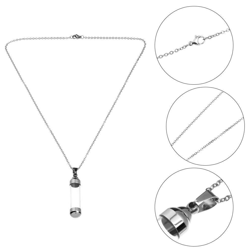 Стальная цепочка с открывающейся винтовой крышкой, стеклянный флакон, ожерелье, баночки для духов, подвеска-бутылка с подвеской на удачу