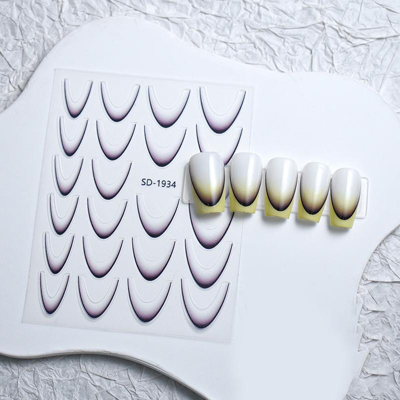 Французские линии 3D наклейки для ногтей розовые, красные, черные, зеленые, оранжевые Y2K самоклеящиеся слайдеры маникюр Y2K французский нейл-арт декоративная наклейка