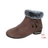 Suede matte leather small short boots round head middle heel fleece low-top autumn and winter fluffy cotton boots temperament fluffy low-heeled women