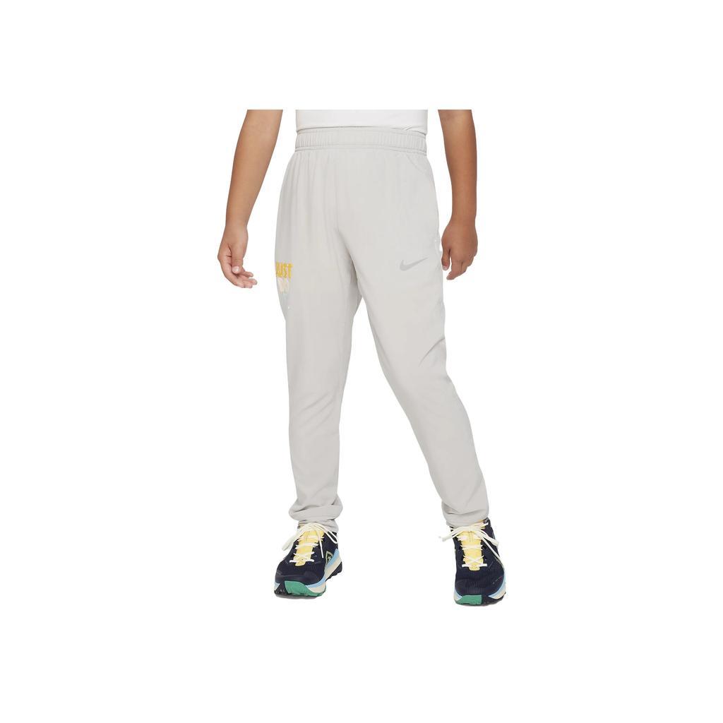 Nike Детские спортивные штаны с принтом букв и манжетами, детские плавки светло-серого цвета FQ0706-012