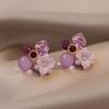 1 Pair Exquisite Charming Women Earrings Gift Rhinestone Purple Flower Stud