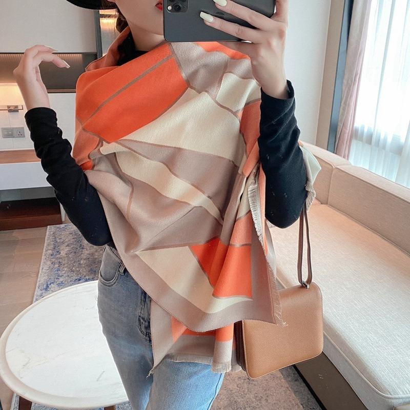 Summer Air-conditioned Room New Irregular Splicing Double-sided Autumn and Winter Warm Imitation Cashmere Outer Shawl Scarf Scarf Women