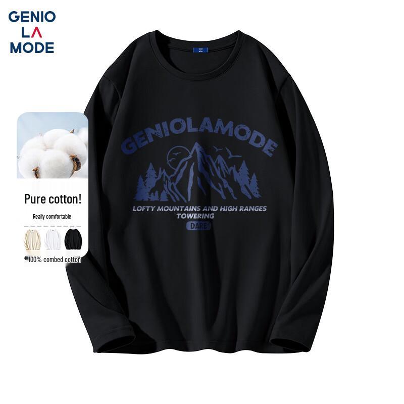 Мужская футболка GENIOLAMODE из чистого хлопка, осенняя, с длинным рукавом