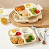 New Cute Dinner Plate Dish With Compartments Reusable Fruit Salad Plates Weight Control Plastic Divided Food Plate