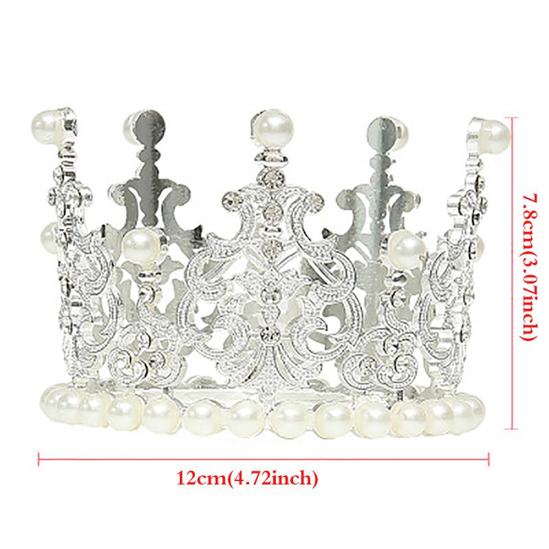 1шт Жемчужная Корона Торт Декоративные Маленькие Диадемы Кристалл Жемчуг Принцесса Торттопперы
