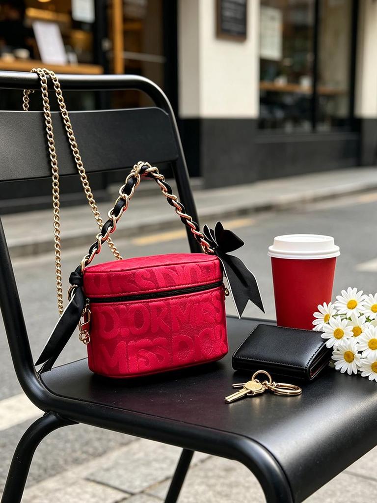 Dior Сделай сам косметичка в форме коробки, сумка через плечо с цепочкой и бантом, женская сумка-кошелек на молнии для повседневного использования