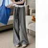 Women's Summer Thin Design Lazy Pants Loose Casual Straight-down Floor Pants Pink Plaid Wide-leg Pants