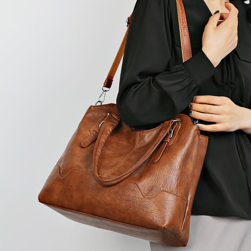 Женская сумка-тоут из мягкой кожи, большая вместительная сумка через плечо через плечо