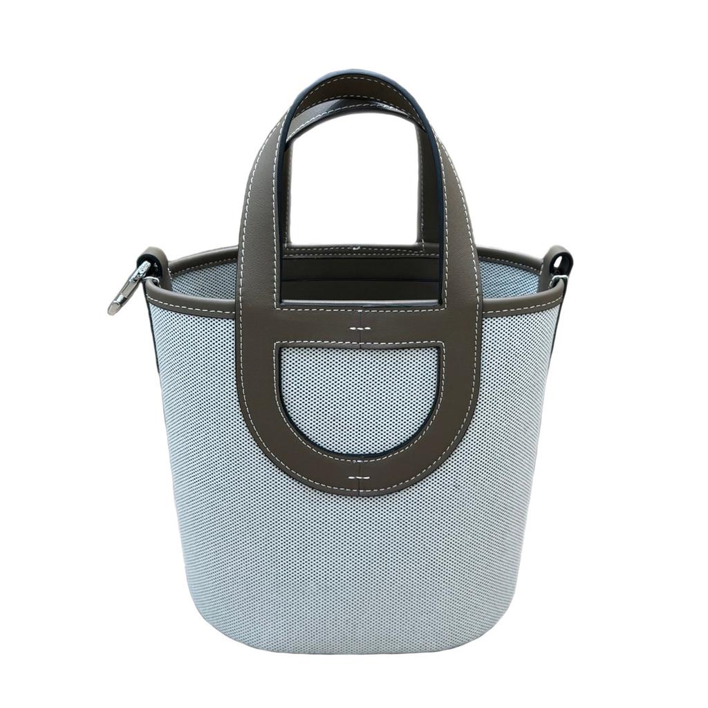 2026 Новая Модная Канва с Быстрой Первосортной Коровьей Кожей Свиной Нос Сумка-Ведро Прочная Корзина для Овощей Сумка