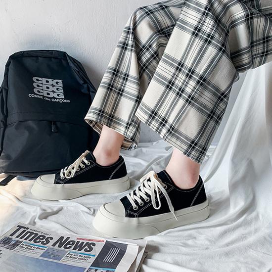 Летние студенческие парусиновые туфли на толстой подошве, женские универсальные туфли на высоком каблуке, японские повседневные туфли-подковы Matsuke, приливные туфли