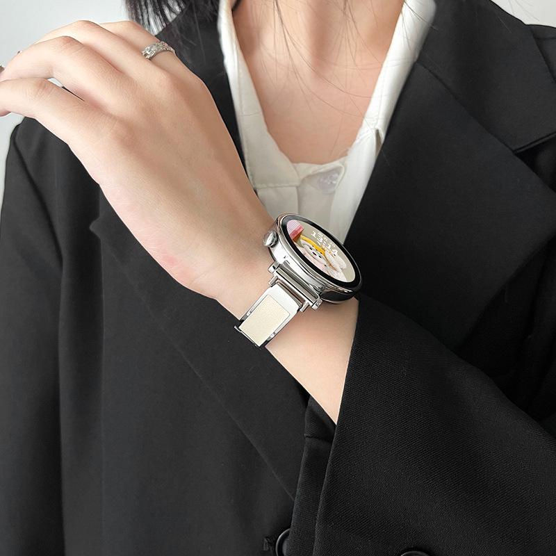 Совместимый металлический кожаный ремешок для Huawei Watch GT 4/5, GT 3 и Watch 4 (Женская летняя коллекция)
