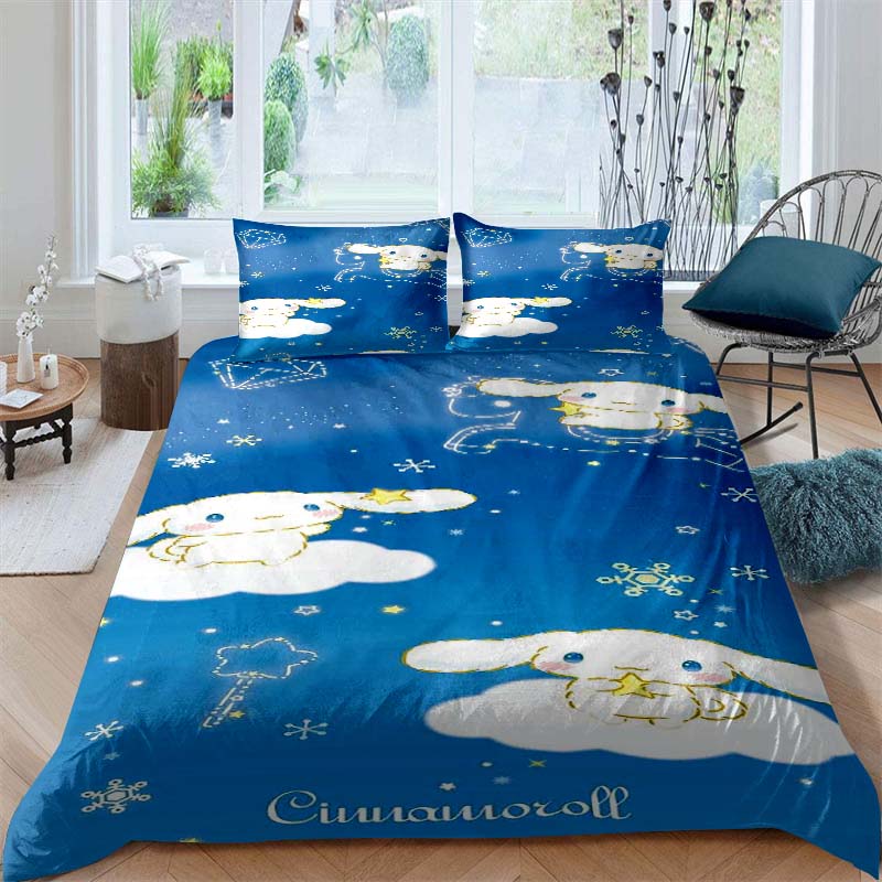 Cinnamoroll patterned soft and comfortable duvet cover, children's bedding set, available in king, large, single and double size