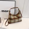 Ielgy Autumn Winter Fashion Plaid Bag Woolen Plaid Contrast Color Small Square Bag High-End Messenger Shoulder Bag