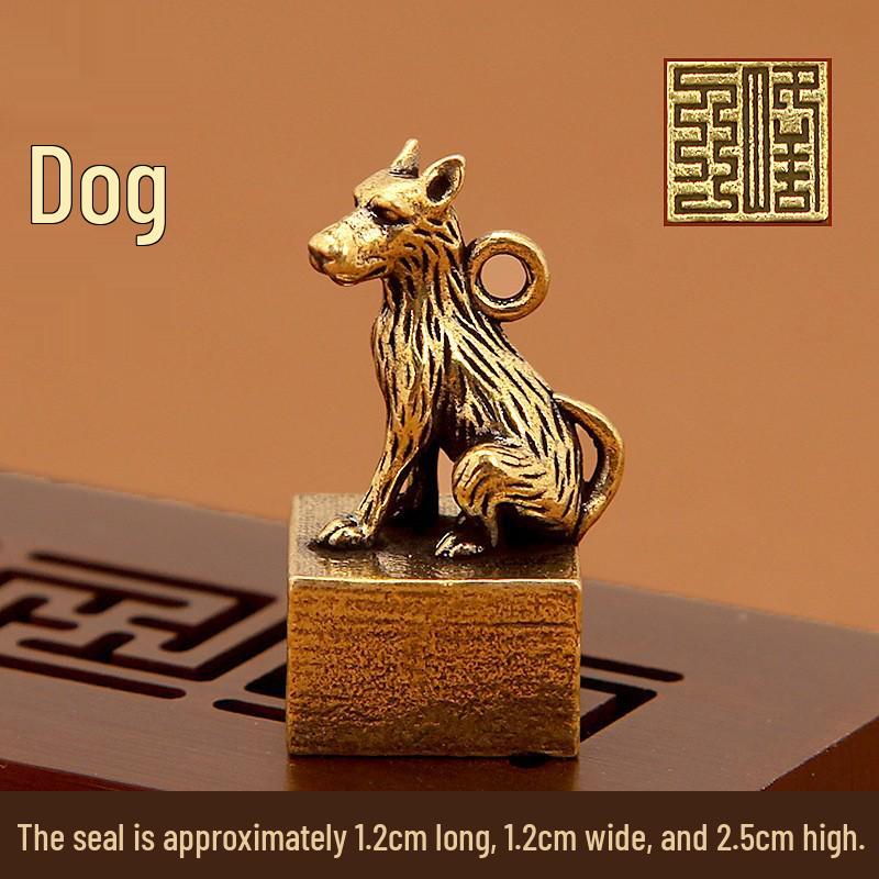 Брелок-печать из латуни с китайским зодиаком: Ретро Подвеска и Креативный Подарок
