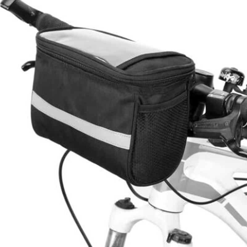Прочные велосипедные сумки Велосипедная передняя сумка на руль со светоотражающей полосой Многофункциональная портативная велосипедная рамная сумка на плечо Органайзер