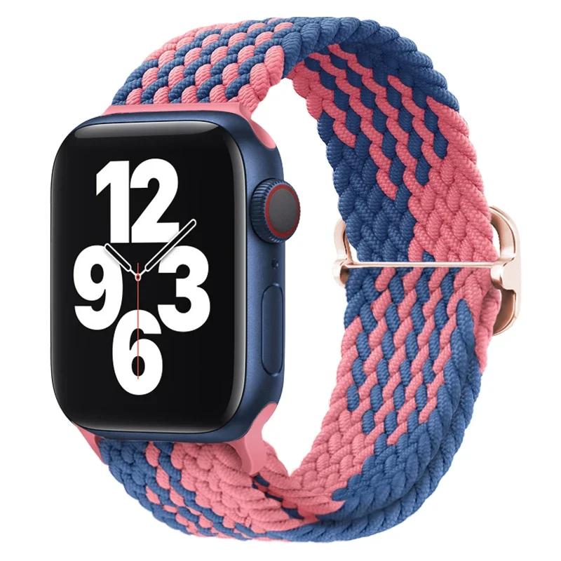 Плетеный ремешок Solo Loop для Apple Watch 10 Band 42 мм 46 мм 45 мм 44 мм 40 мм 9 8 7 6 5 4 SE 2 Регулируемый эластичный нейлоновый ремешок iWatch Ultra