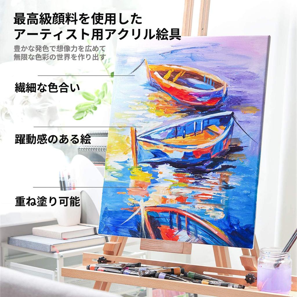 Набор акриловых красок 24 акрила 10 кистей и 1 простая для рисования для раскрашивания художественная краска подарок для входящего входа 35 красок, цветов, гуаши,