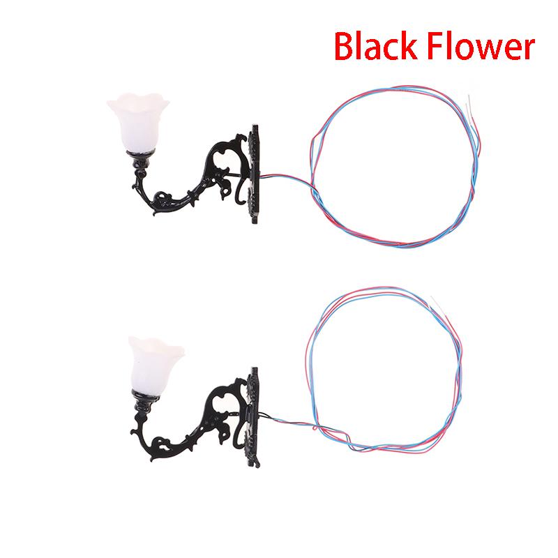 2Pcs 1/12 Dollhouse Wall Lamp Model Garden Yard Chandelier Sand Table Led Light