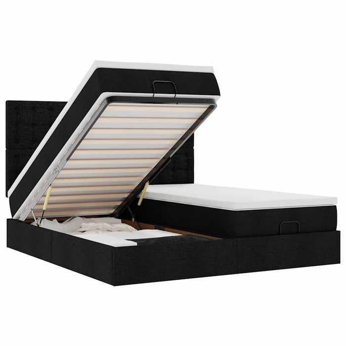 Maison Exclusive - Cadre de lit ottoman avec matelas noir 160x200 cm tissu