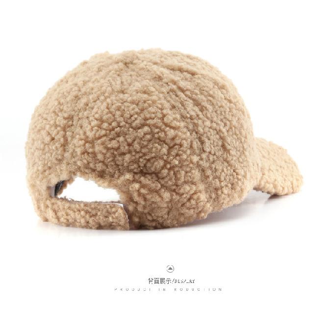 Women's lamb wool letter embroidered baseball cap outdoor men's sports cold-proof baseball hat