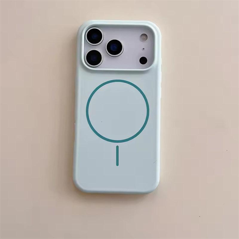 Матовый однотонный чехол из жидкого силикона для iPhone 17 Air 16 15 14 Plus 13 12 Pro Max для беспроводной зарядки Magsafe, противоударный чехол