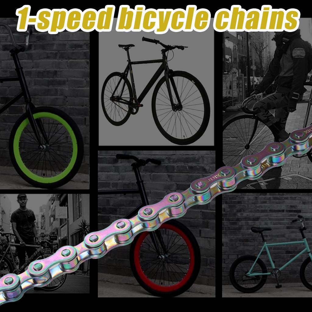 XRTC Anti-Rust Single Speed Bicycle Chain for Kids - Durable and Colorful with Connector, Boxed