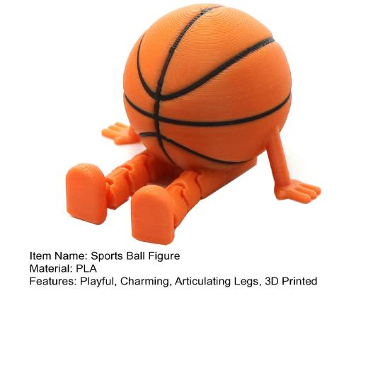 Sports Ball Figure Desk Decor with Articulating Legs 3D Printed Sitting