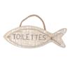 [R6551] - Taupe 'Fish' Wooden Door Plaque (bathroom) - 12x4cm