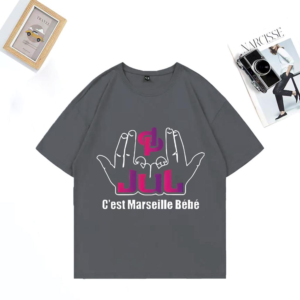 2025 Summer French Rapper Jul Cest Marseille Bébé Graphic 100 Pure Cotton Printed Tshirt Fashion Hip Hop Y2k NEW Pure Unisex