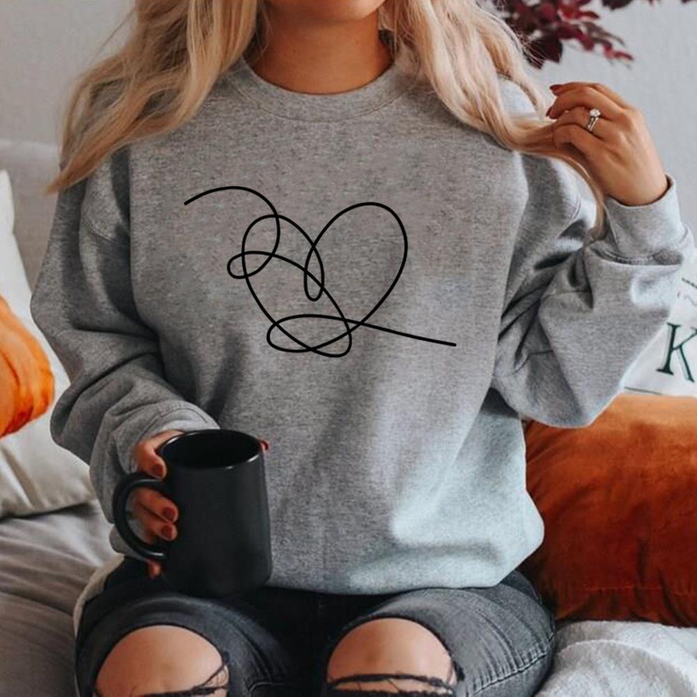Толстовка Love Yourself Heart Толстовка Love Yourself Tear Heart Пуловеры Женские толстовки с длинным рукавом и круглым вырезом Повседневные толстовки с капюшоном