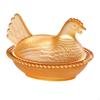 Covered Candy Dish in Glass with a Chicken Figure, Raised Texture, and Bowl Base for Displaying Chocolates and Candies