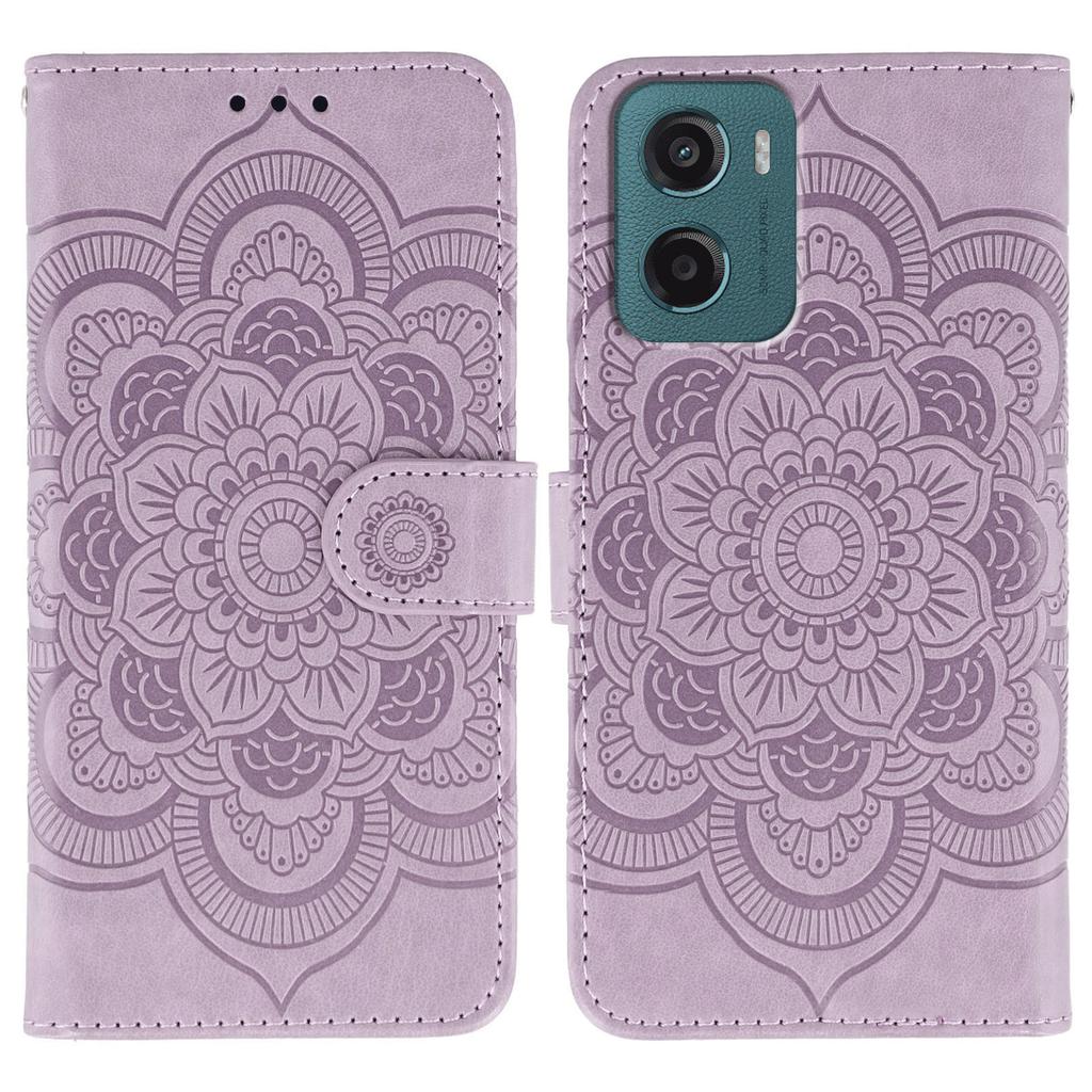 For Motorola Moto G05 4G Case PU Leather Mandala Imprinted Design Wallet Phone Cover