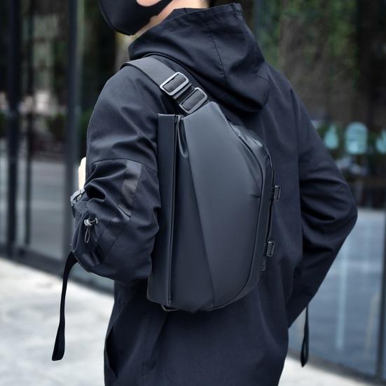 Men Crossbody Bag with Cup Holder Waterproof Chest Bag Magnetic Buckle Sling Bag Shoulder Bag for Commuting Street Travel