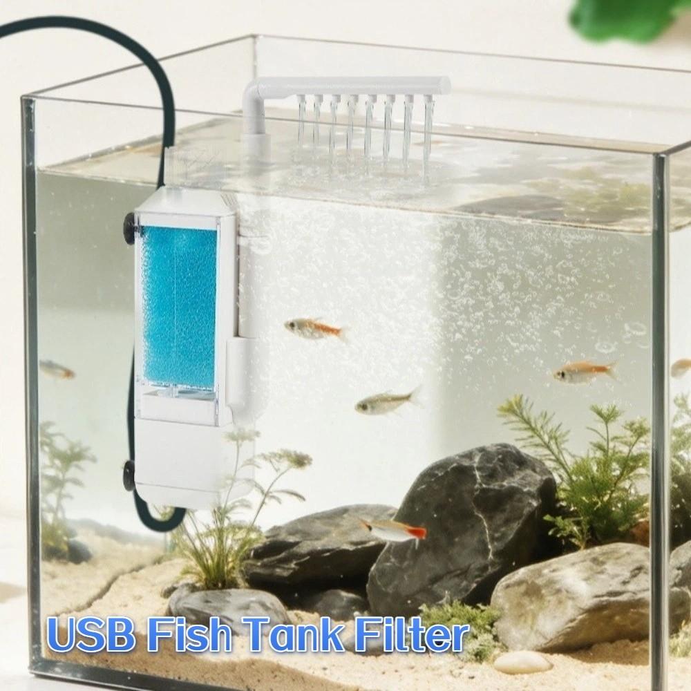 3-in-1 USB Fish Tank Filter Silent Submersible Pump Diving Oxygen Pump Betta Fish Tank