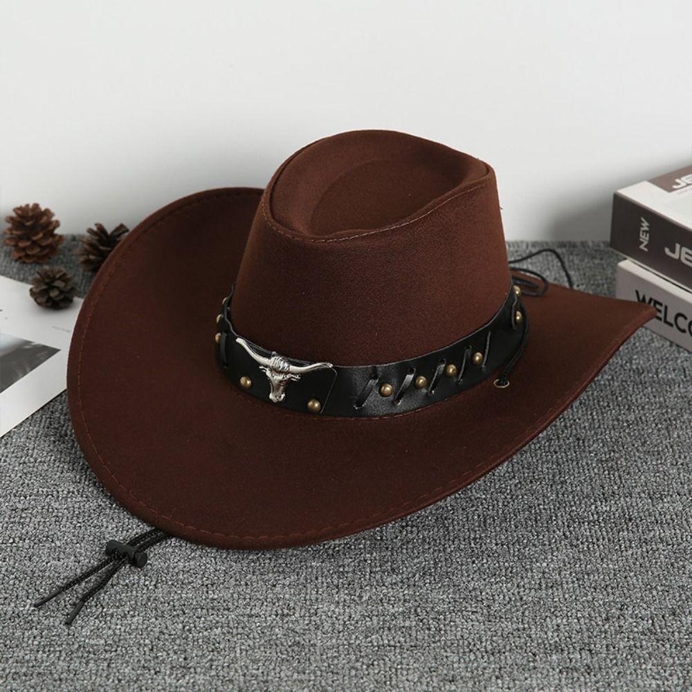 Ethnic Style Cowgirl Jazz Hat Wide Brim Visor Caps Cool Western Cowboy Hat  Outdoor