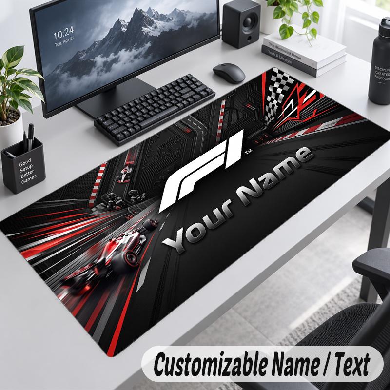 Custom Name Text Mouse Pad F1 Personalized Desk Pad For Work And Gaming