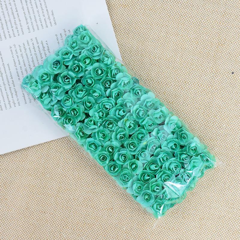 144/288pcs 2cm Mini Paper Rose Artificial Flowers Bouquet For Wedding Home Decoration DIY Scrapbooking Crafts Fake Plants Wreath