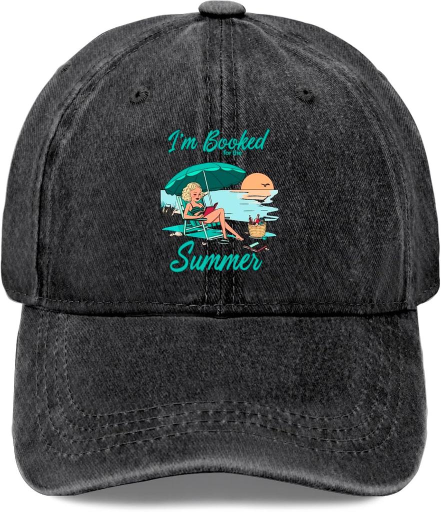 Im Booked For The Summer Reading Woman Baseball Cap Distressed Washed Casual Polyester Cap