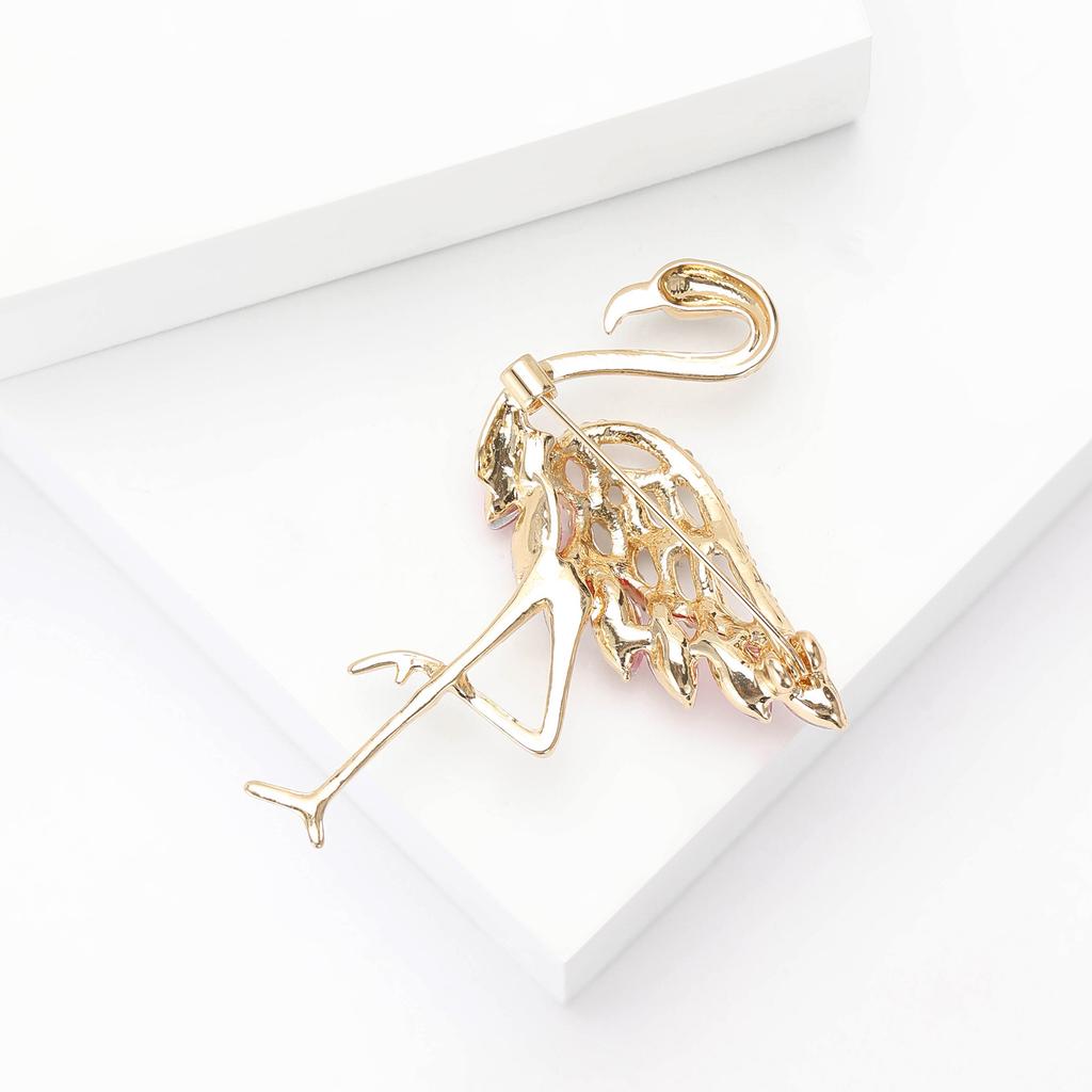 Модная брошь фламинго со стразами, нишевая, высокого класса, женский костюм, ювелирные изделия, корсаж с булавкой